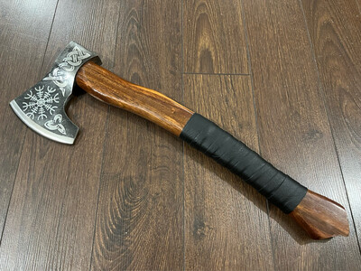 Custom Hand Forged Carbon Steel VIKING AXE with Ash Wood Shaft, Wedding Gift, Birthday&amp;Anniversary Gift For Him,