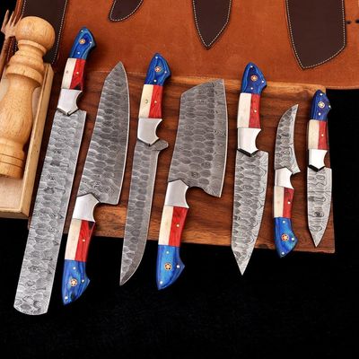 Damascus Hand Made Bbq Kitchen Set 7 Pieces