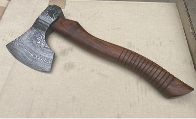 Custom Hand Forged Damascus Steel Axe.