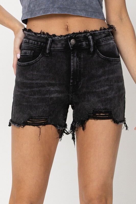 Frayed To Black Shorts