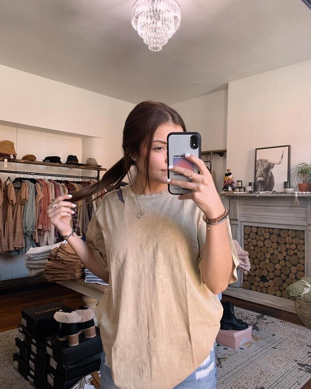 Distressed Basic Tee Taupe