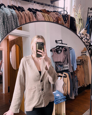 Camel Button Front Blazer