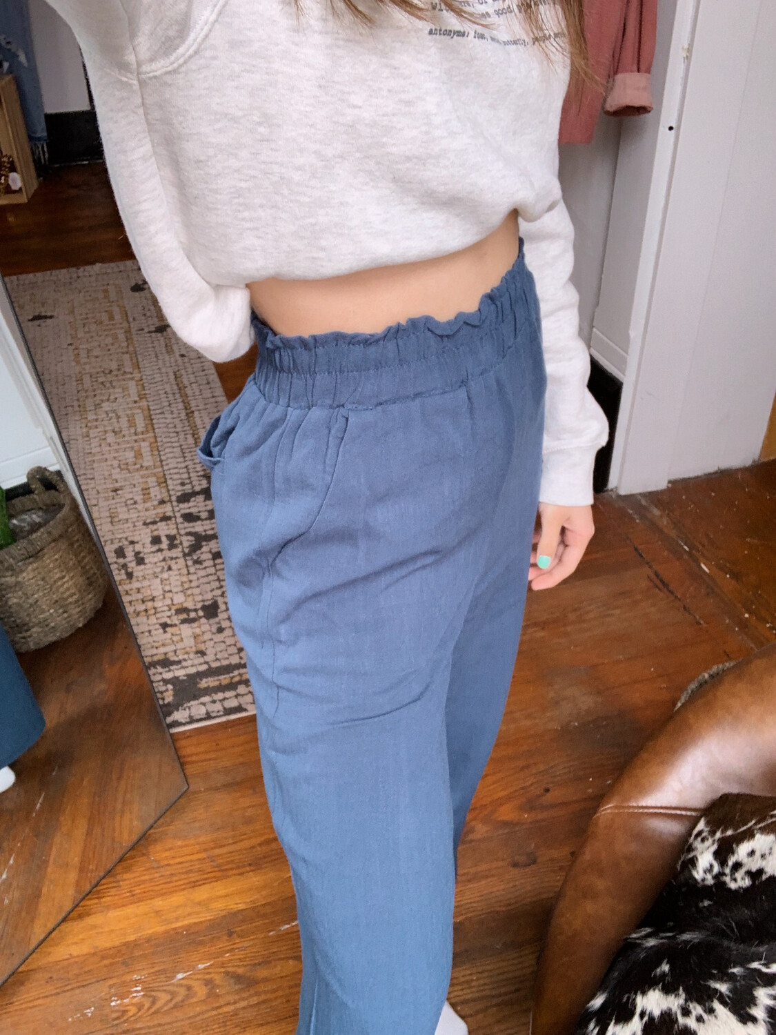 Denim Blue Linen Pant