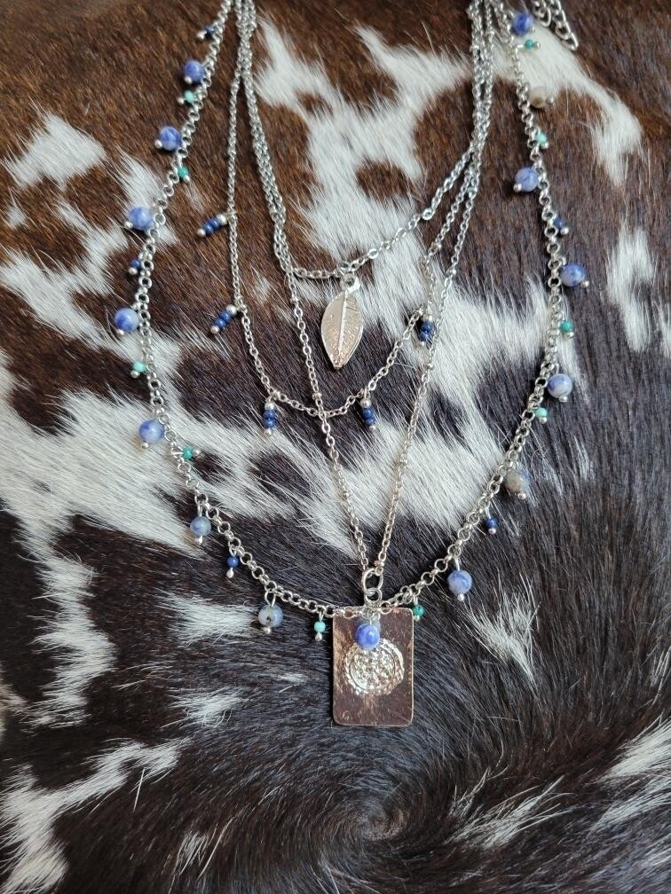 Beaded Feather 4 Piece Necklace