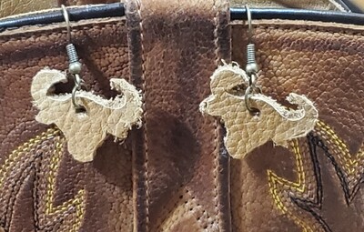 Small Leather Cow Earrings