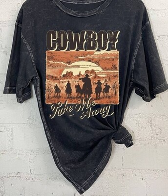 COWBOY TAKE ME AWAY-HAND DRAWN - BLACK