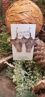 Light Brown Wildwood Western Steer Genuine Leather Earrings