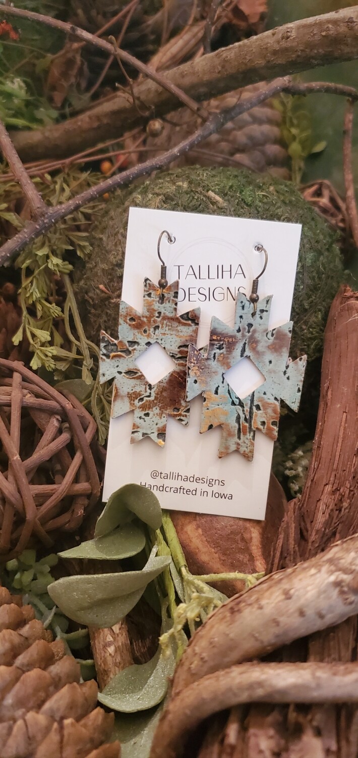 Turquoise Wildwood Western Genuine Leather Aztec Earrings