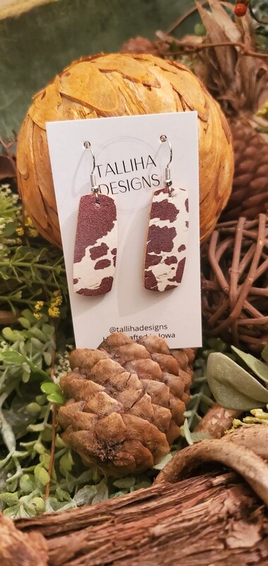 Brown Cow Western Genuine Leather Backed Cork Jess Earring - Mini (~1.5&quot;)