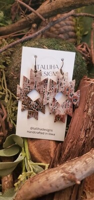 Light Brown Wildwood Western Genuine Leather Aztec Earrings