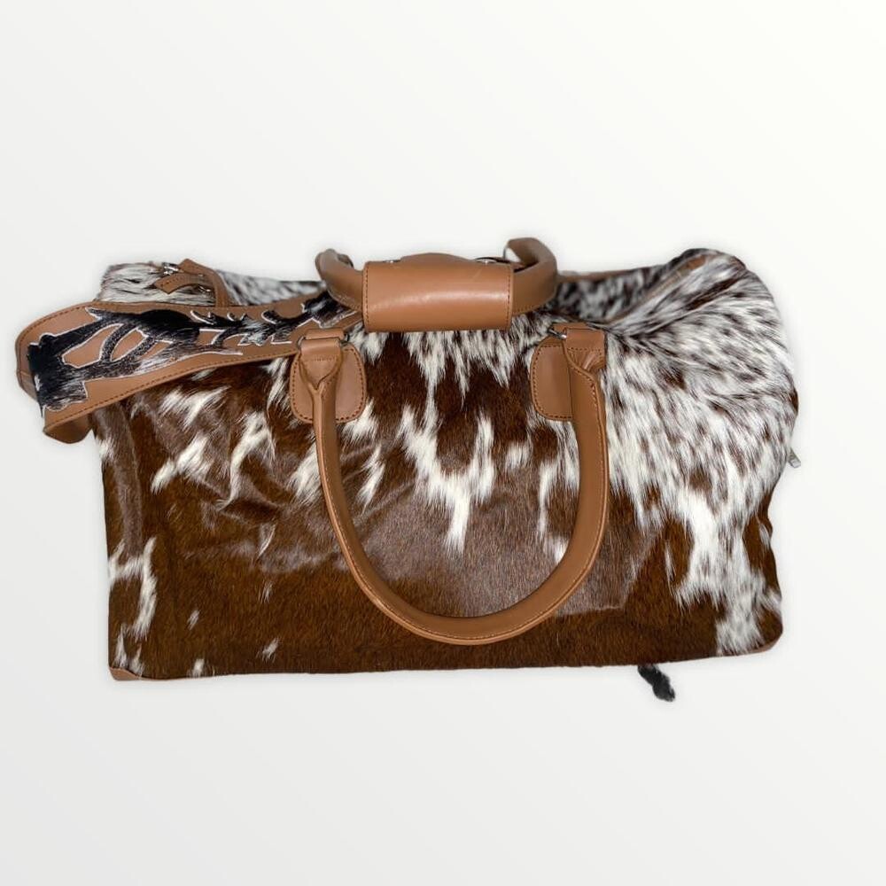 Western Linens - Class Cowhide Duffle Bag Brown &amp; White