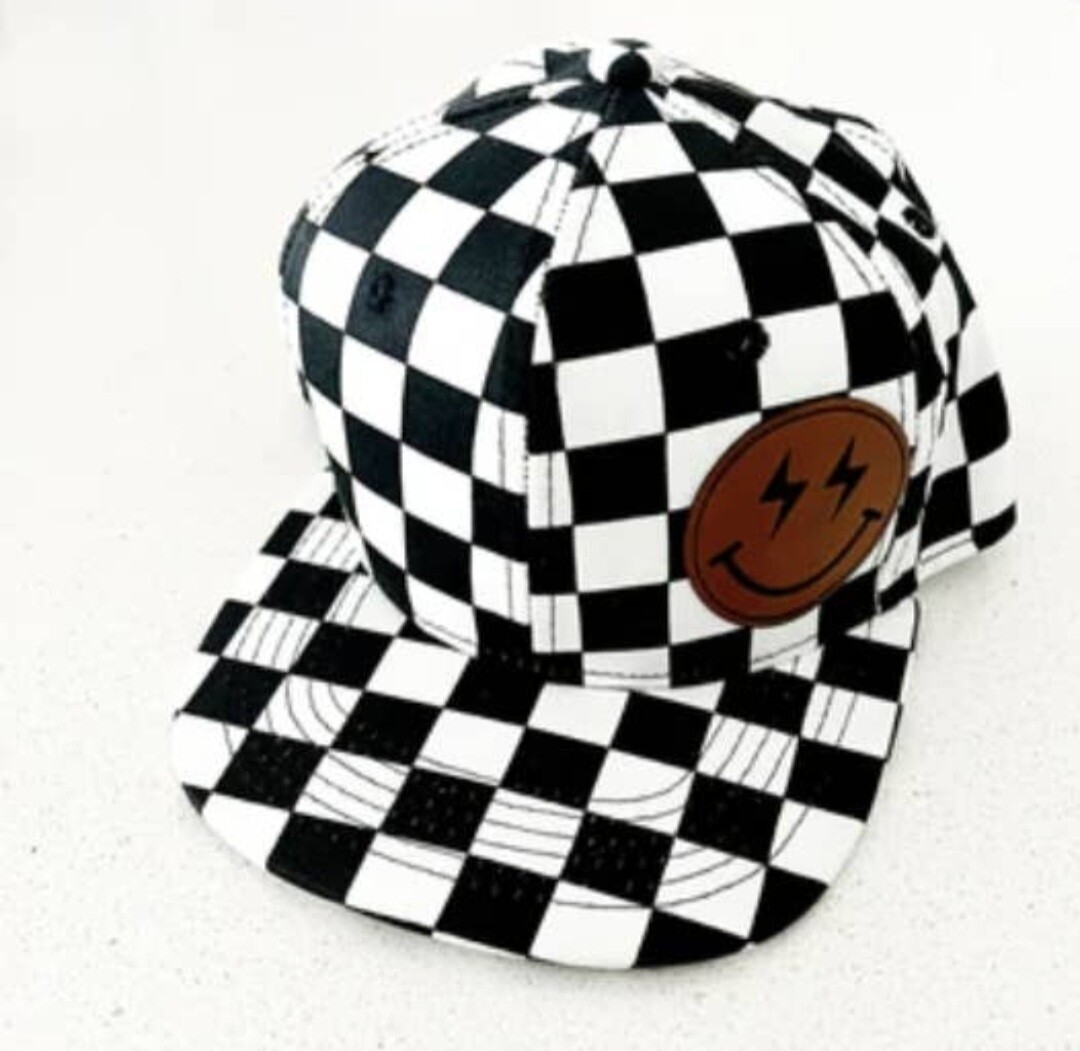 The Sunny Nest Decor - Infant/Youth Hats-PICK YOUR DESIGN - SMILEY BOLT / YOUTH SOLID CHECKERED