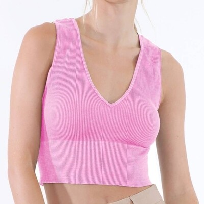 NIKIBIKI - NS8192 - Vintage Plunge V-Neck Seamless Crop Top - Vintage Azalea Pink