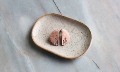 Grace and Faith Designs - Copper Half Circle Tree Studs