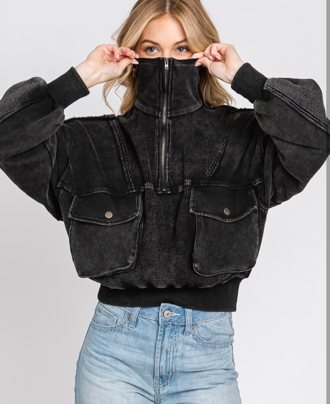 Mineral Wash Zip Up Sweatshirt