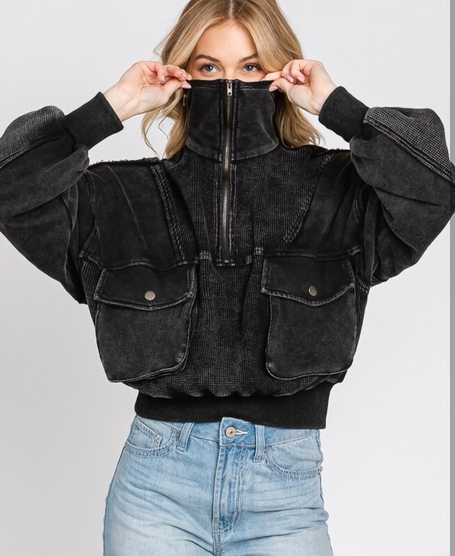 Mineral Wash Zip Up Sweatshirt