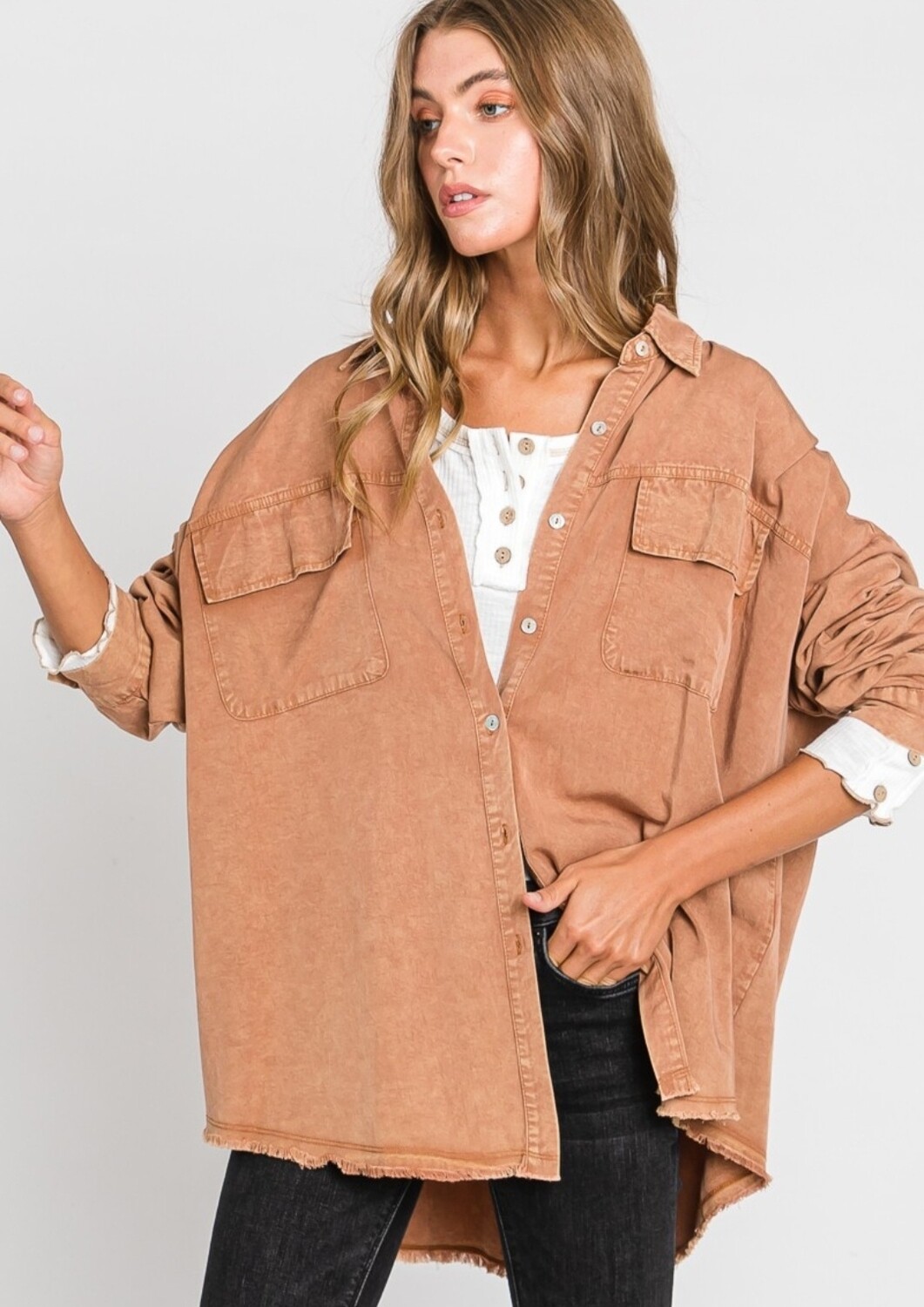 Mineral Wash Vintage Fringe Shirt