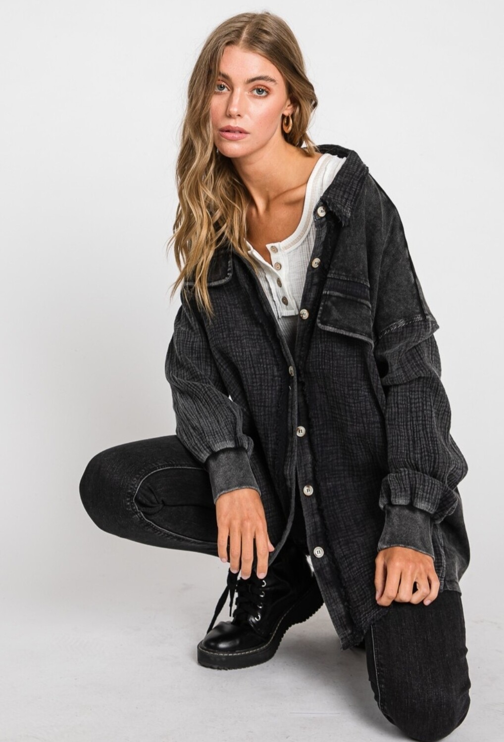 Mineral Washed Gauze Button Down