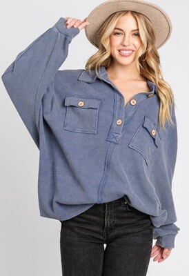 Mineral Washed Henley Pullover