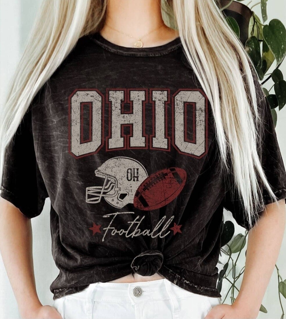 OHIO Football Mineral Washed Graphic