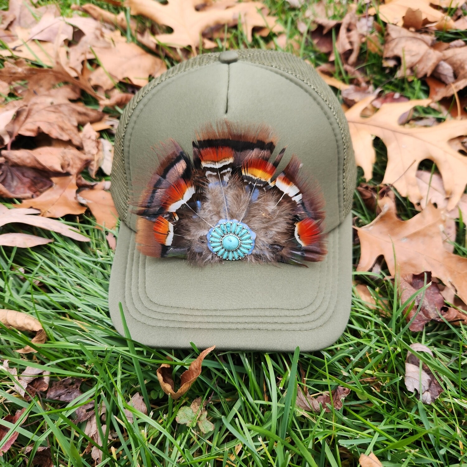 Trucker Hat W/Feathers