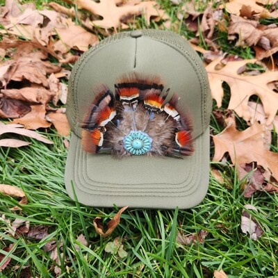 Trucker Hat W/Feathers