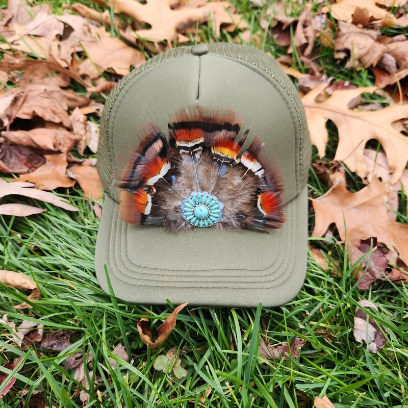 Trucker Hat W/Feathers