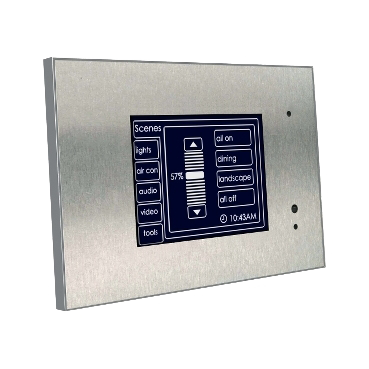 C-Bus Black and White MKII Touch Screens, Stainless Steel Fascia, Black and White Screen