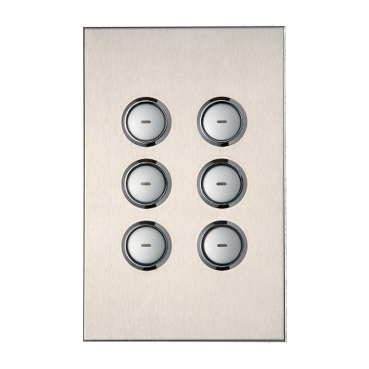 C-Bus Saturn 6 Gang Glass Switch Stainless Steel