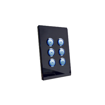 C-Bus Saturn 6 Gang Glass Switch Horizon Black
