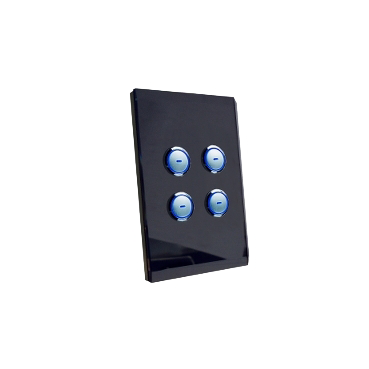 C-Bus Saturn 4 Gang Glass Switch Horizon Black