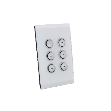 C-Bus Saturn 6 Gang Glass Switch Pure white