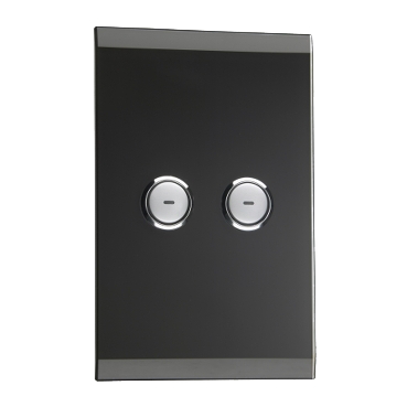 C-Bus Saturn 2 Gang Glass Switch Horizon Black