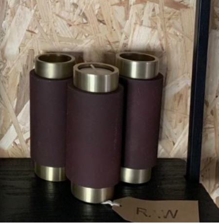 Tealight Holder - Matt Bronze-Burgundy - NAKURU,  Ø6x15 cm 