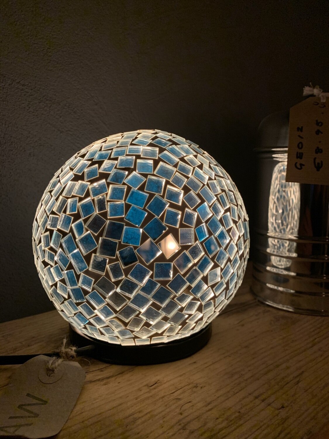 White / Blue Ball Lamp - 15cm