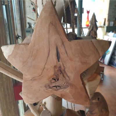 Handmade Hanging Teak Star - 30 cm
