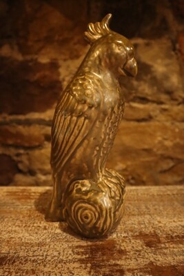 Ornamental Shiny Olive Green Bird -  12x11x28.5cm 