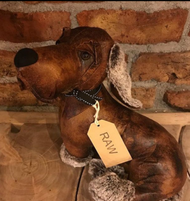 Dog Faux Leather & Plush Grey Door Stop