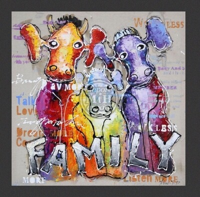 Elephants Family Oil painting 100x100cm