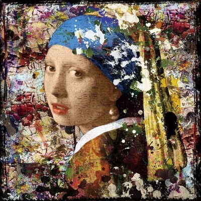 Quartz Glass Painting: Lady with the Pearl Earring100x100cm