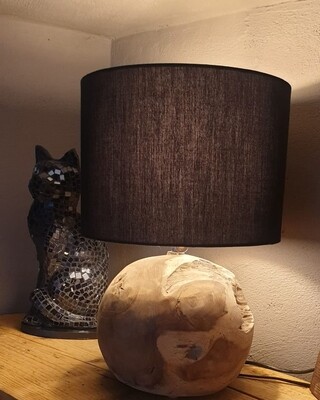 Teak Lamp (20cm) with Black Lamp Shade (50x20x20)