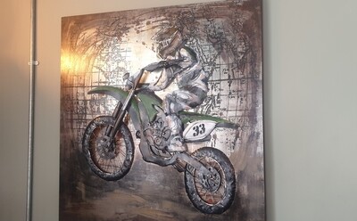 METAL 3D PAINTING - MOTO CROSS, 100x100cm
