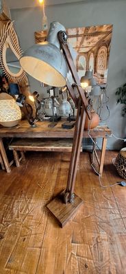Floor lamp 70x29x160 cm EDWARD wood brown and vintage silver