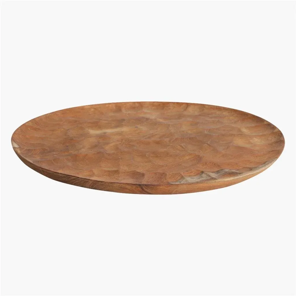 Aeolian round plate large Teak Wood