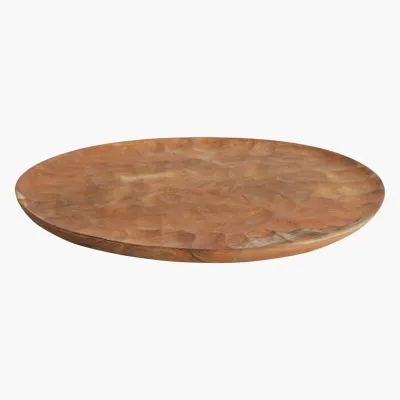 Aeolian round plate large Teak Wood