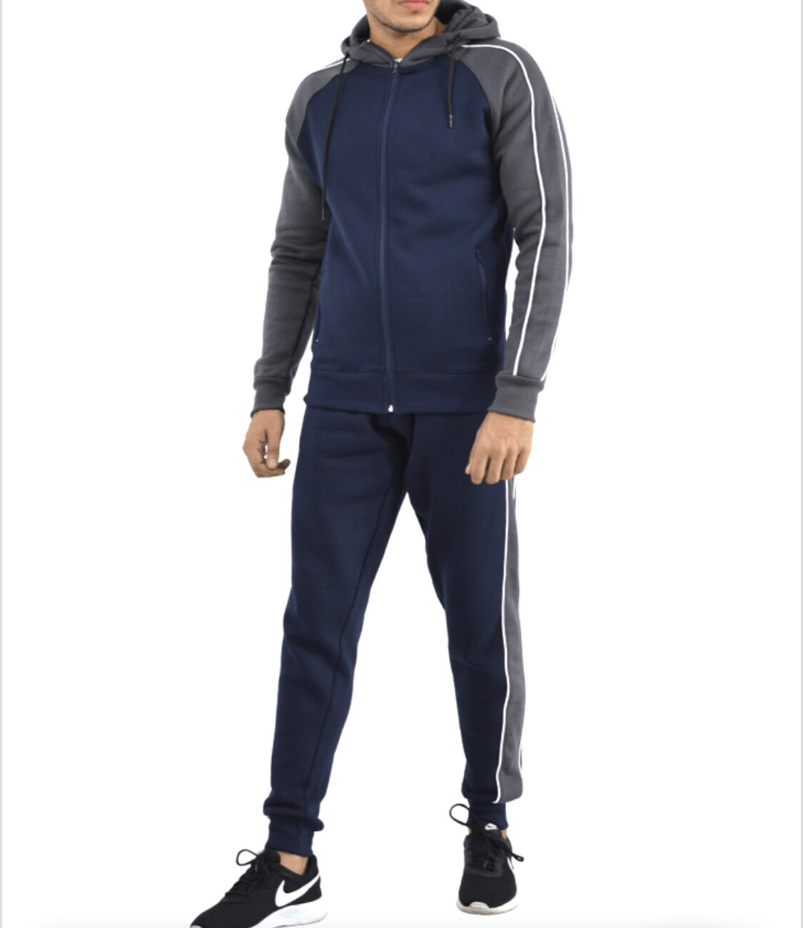 Jack & Danny's - Navy and Grey Color Fleece Tracksuit