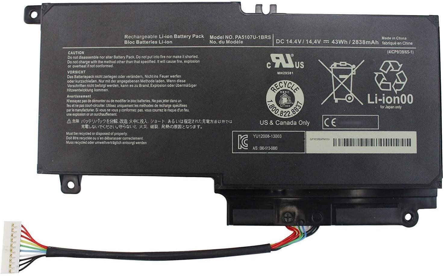 Toshiba Laptop Battery 4 Cell Li-ion 14.4V 2.83Ah    **  NUEVA ORIGINAL  **