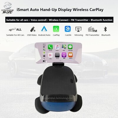 Head-Up Display iSmart - Wireless Connect / CarPlay / Mirroring / NO necesita instalación
(Válido para todos los modelos de coche · control por voz · Conectividad Wireless )