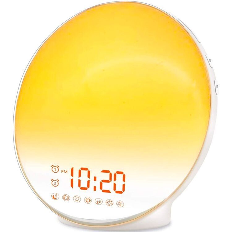 Despertador de Simulación de Amanecer y Atardecer, Alarmas Duales, Sonidos Naturales, Función de Repetición, Radio FM y Luz de Despertar