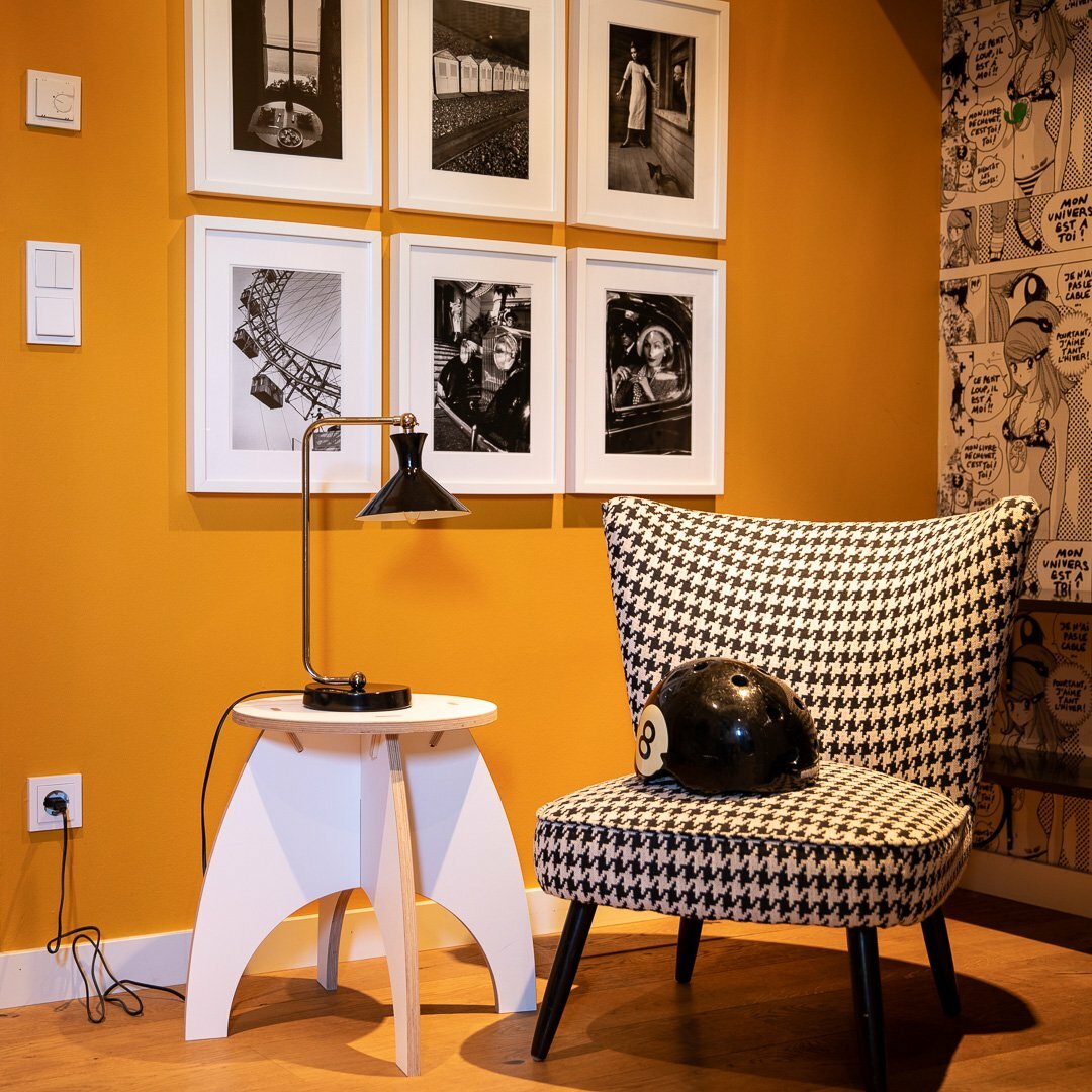 Hocker modernes Design, Multiplex weiß Sitzhocker als Steckmöbel